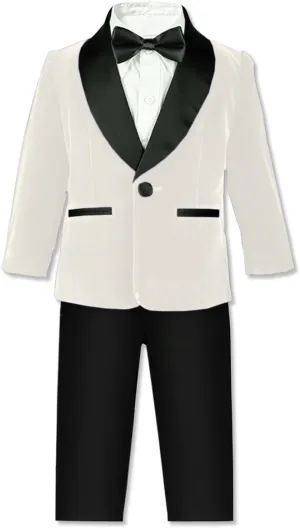 SANGTREE Boys Shawl Tuxedo Suit Velvet Set Gentleman Wedding Outfit, 3 Months - 14 Years