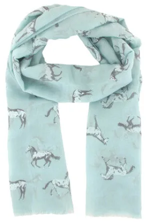 Scarf - Horse Pattern ~ Aqua