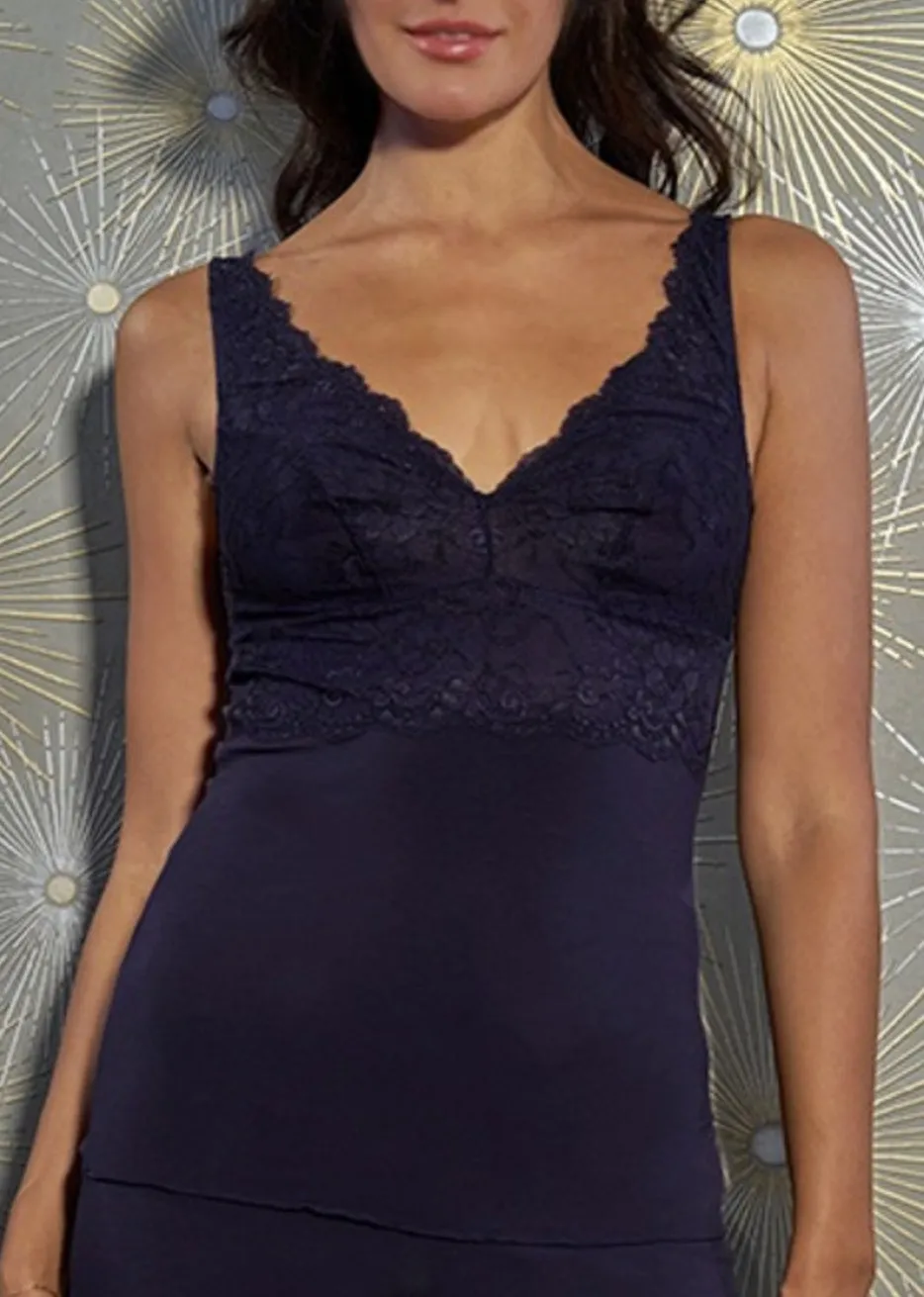 Selene Lace Cami and Pant Set in Deep Navy