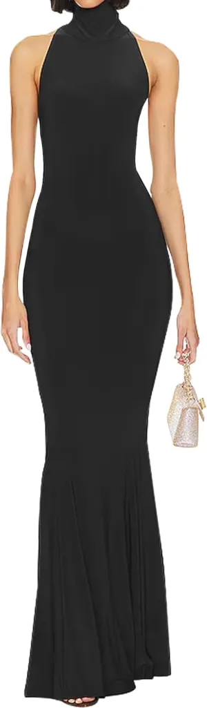 SHESEEWORLD Women's Sleeveless Summer Sexy Backless Maxi Dresses Bodycon Dresses Elegant Halter Turtle Fishtail Gown