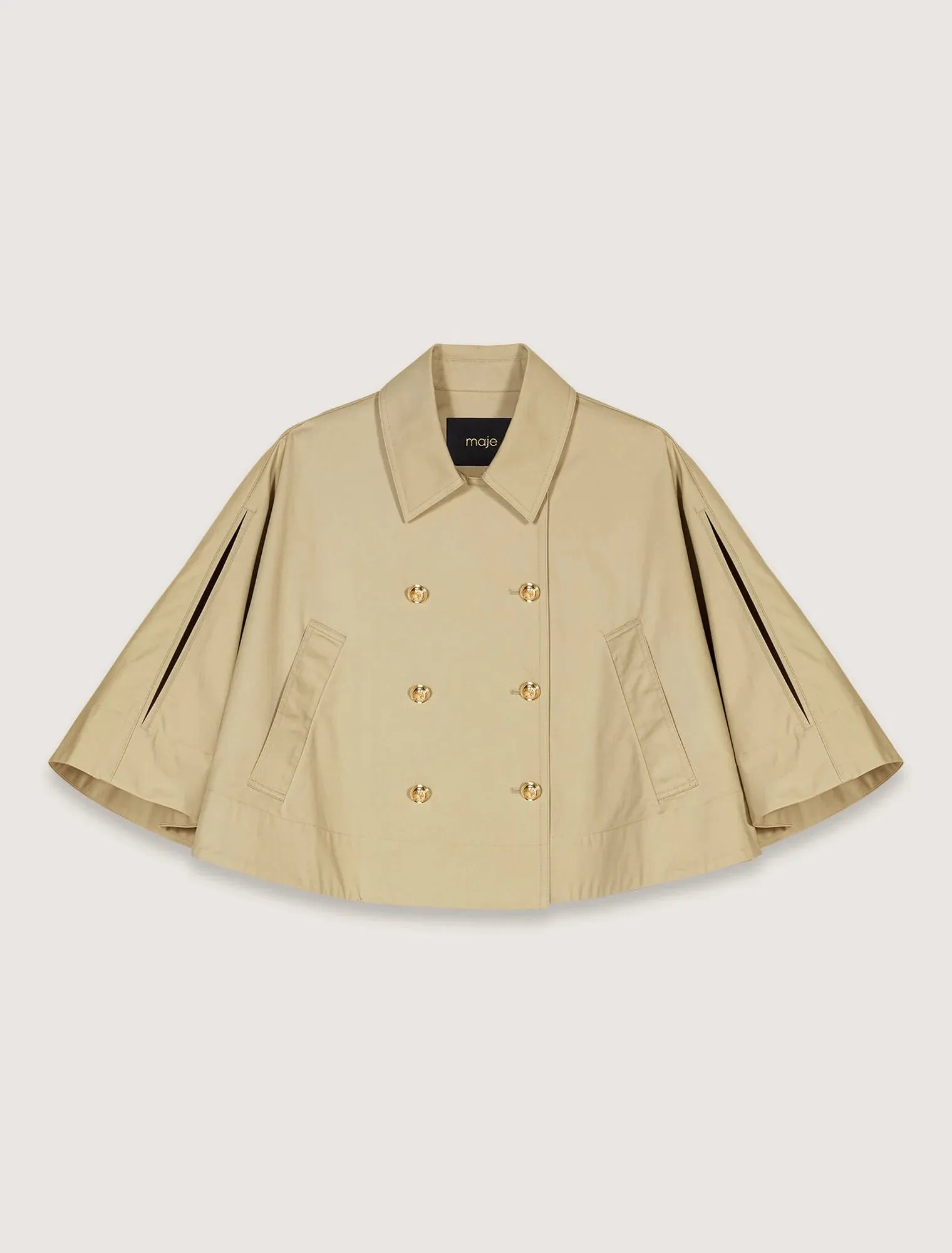 Short cape-effect trench coat