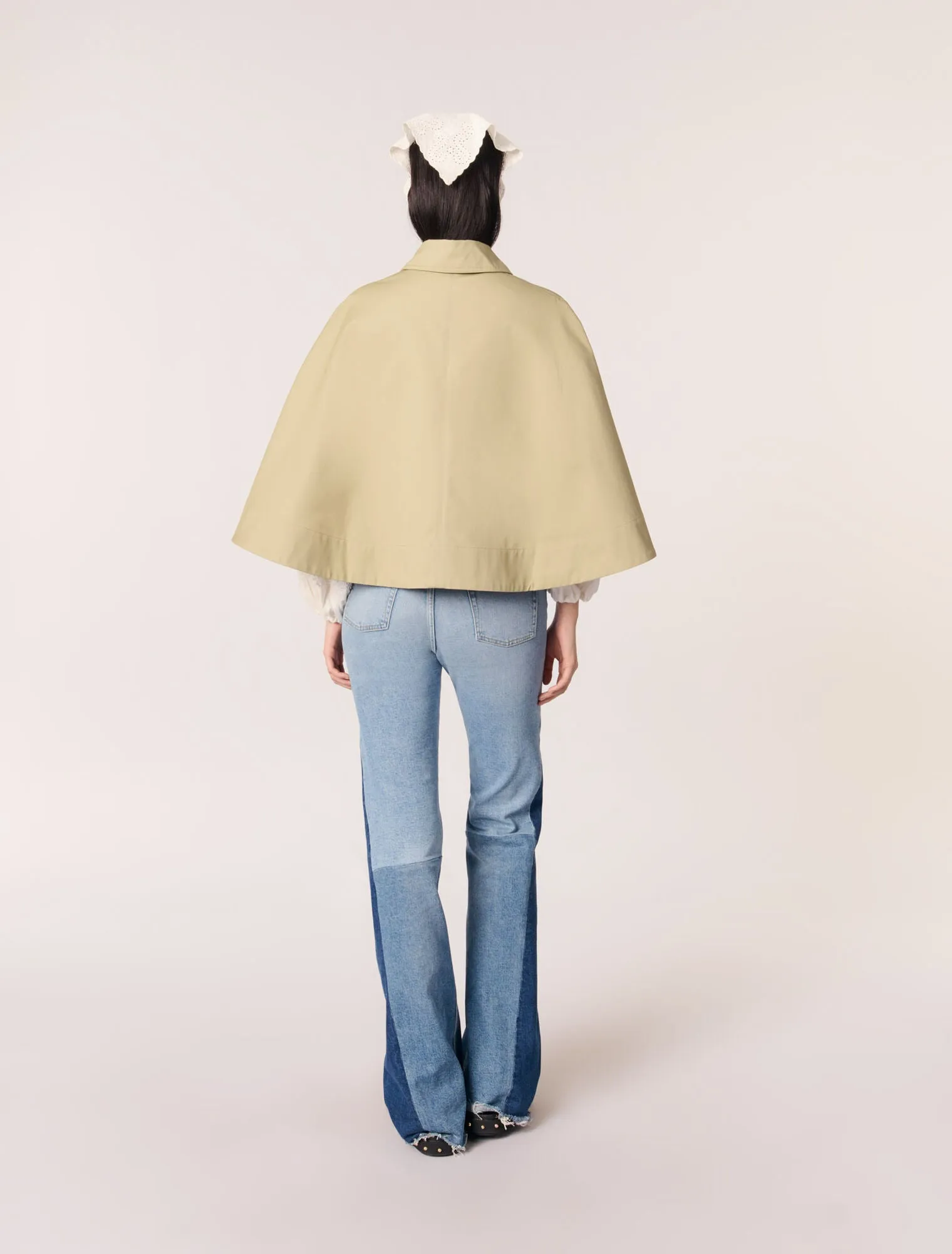 Short cape-effect trench coat