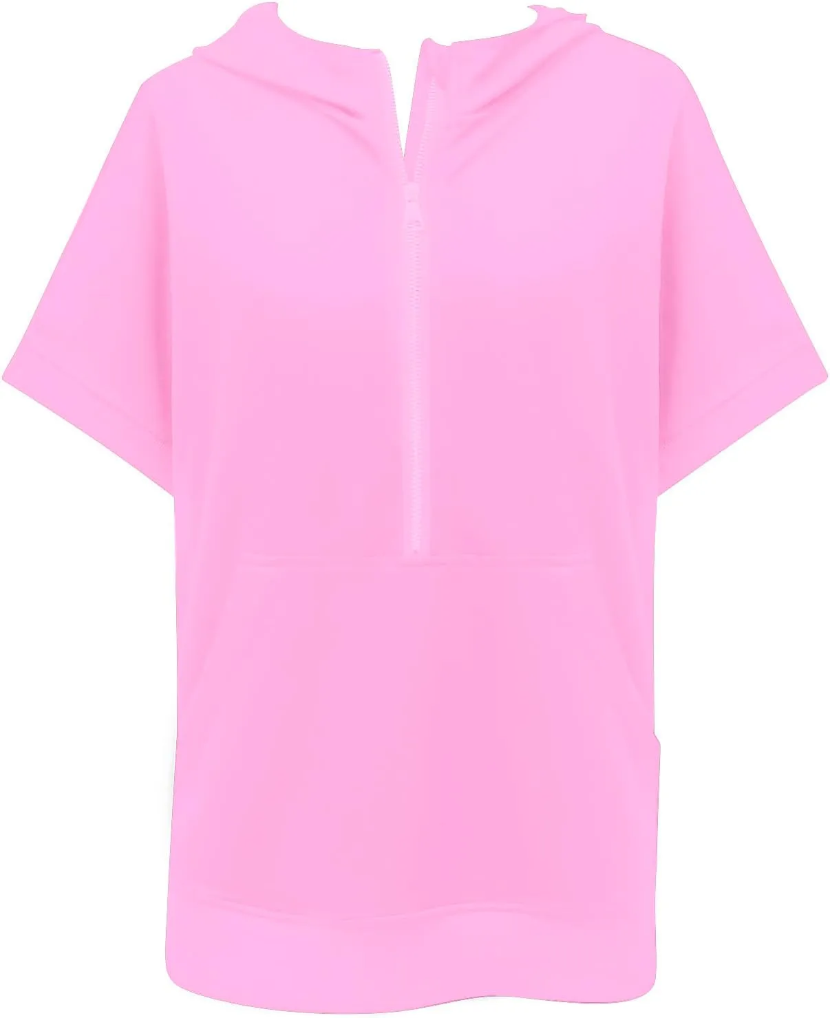 Short Sleeve Sweatshirt Women Oversized Half Zip Hoodies Casual Pullover Tops