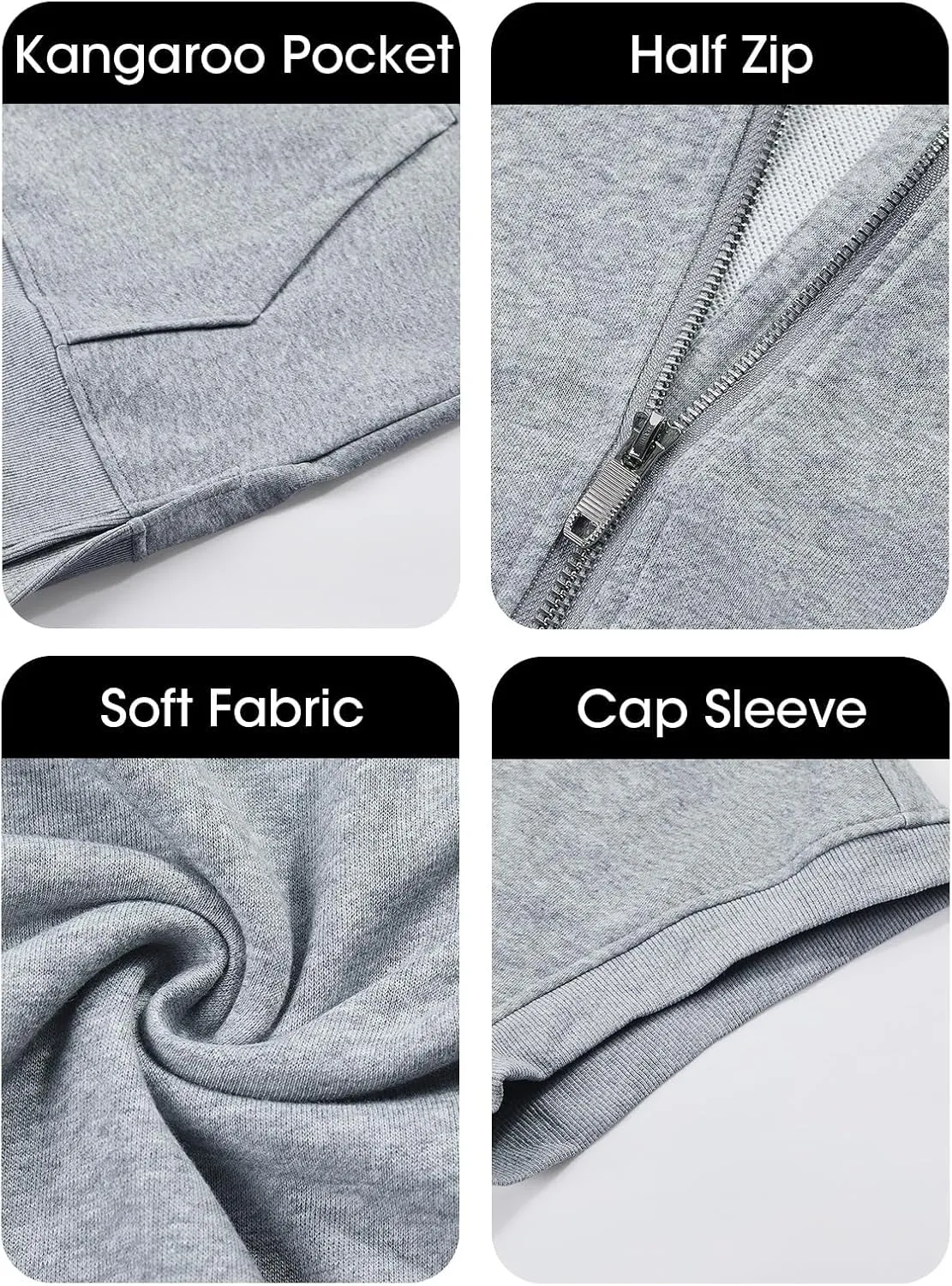 Short Sleeve Sweatshirt Women Oversized Half Zip Hoodies Casual Pullover Tops