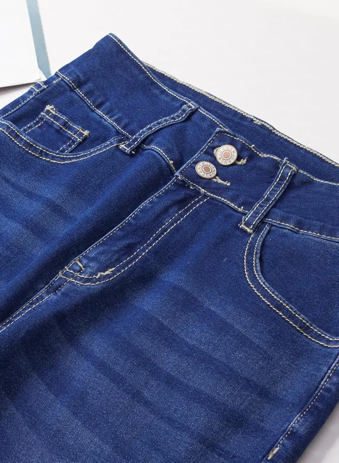 Sidefeel Womens Jeans High Waisted Strechy Raw Hem Straight Leg Denim Pants with Pockets