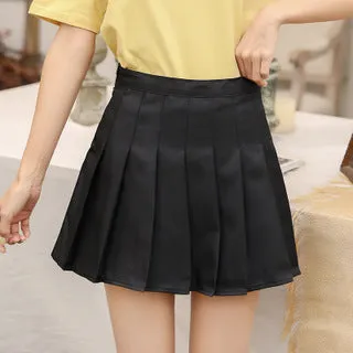 Skirt Pleated High Waist Korean A-Line Elegant Chequered Skirt