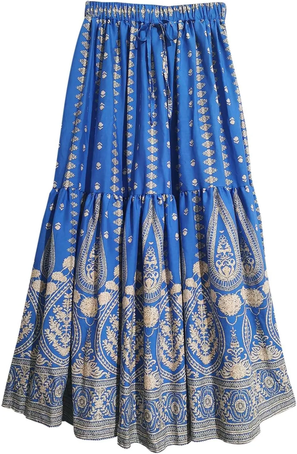 Skirts for Women Boho High Waisted Flowy Drawstring Ruched Casual Skirt Elastic Waist Elegant Patchwork Beach Skorts