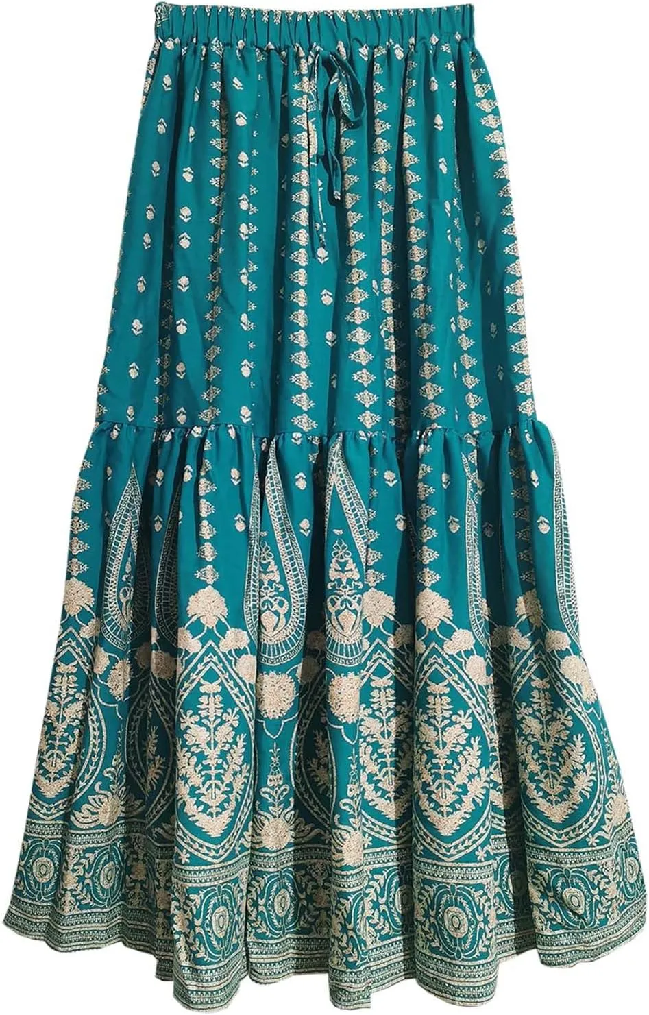 Skirts for Women Boho High Waisted Flowy Drawstring Ruched Casual Skirt Elastic Waist Elegant Patchwork Beach Skorts