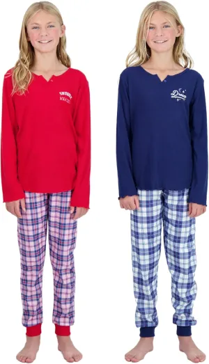 Sleep On It Girls Pajama Set Long Sleeve Shirts & Fleece Sleep Pants Kids Sleepwear Soft & Cozy Pajamas for Girls Sizes 4-14