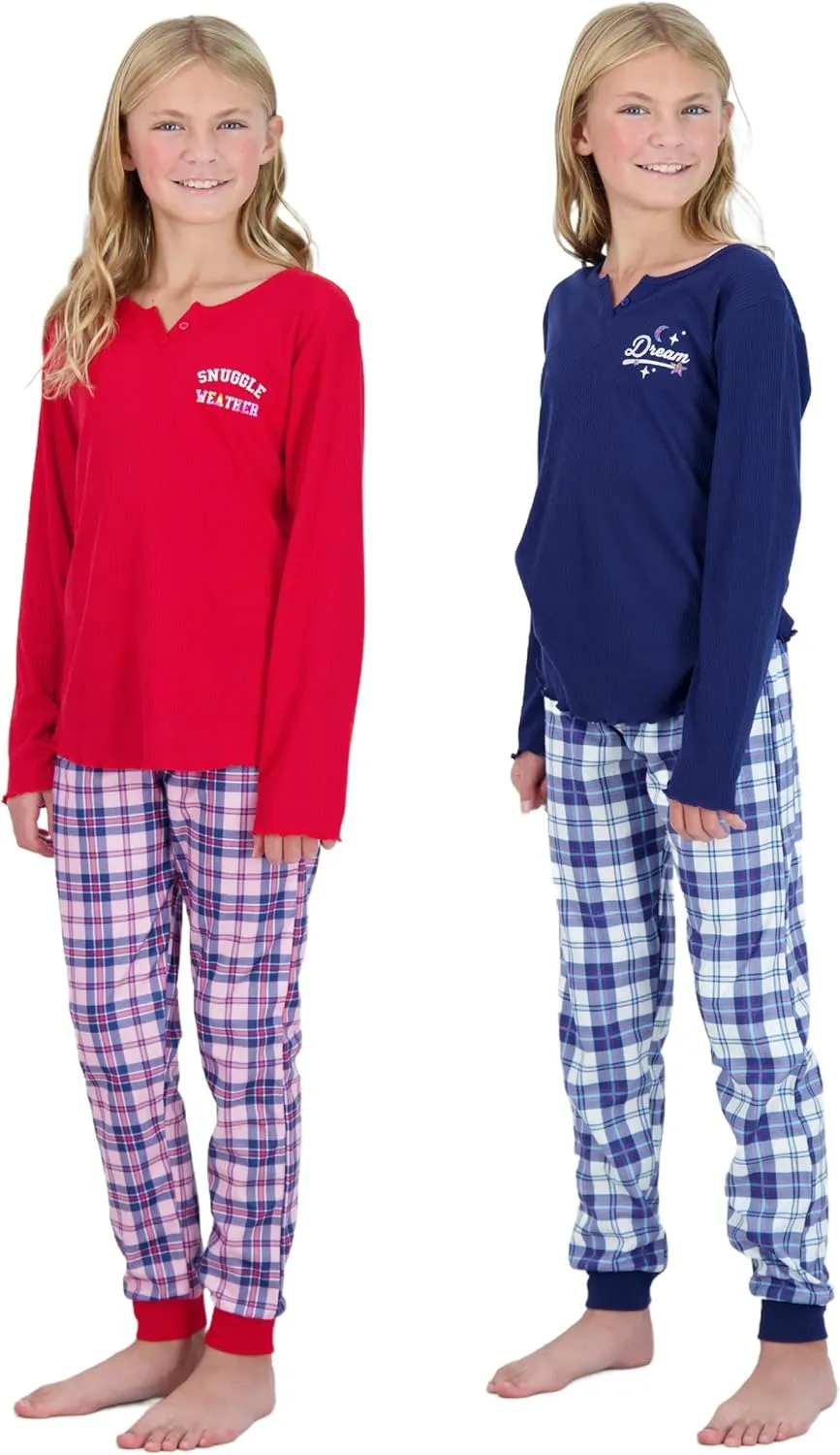 Sleep On It Girls Pajama Set Long Sleeve Shirts & Fleece Sleep Pants Kids Sleepwear Soft & Cozy Pajamas for Girls Sizes 4-14