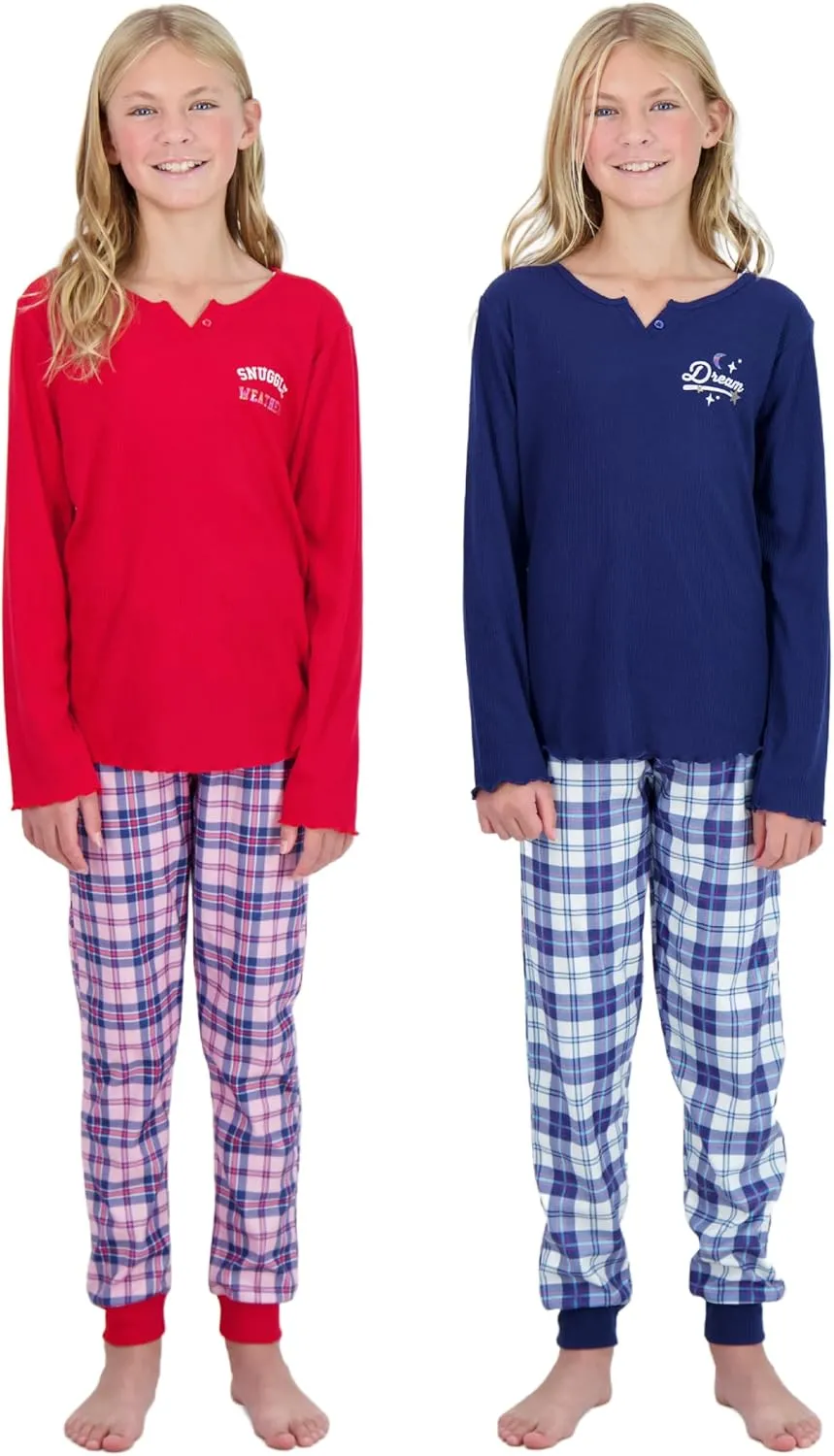Sleep On It Girls Pajama Set Long Sleeve Shirts & Fleece Sleep Pants Kids Sleepwear Soft & Cozy Pajamas for Girls Sizes 4-14