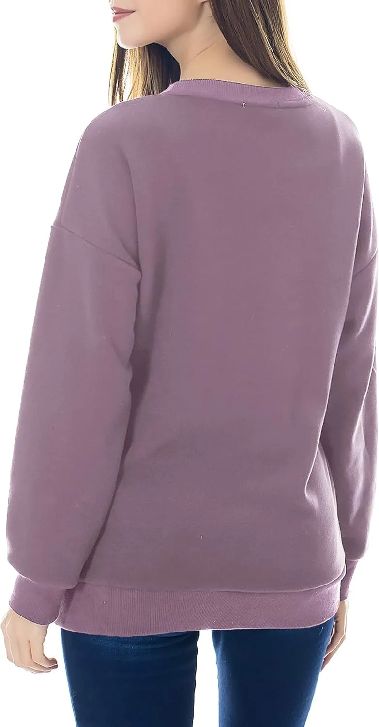 Smallshow Fleece Maternity Nursing Sweatshirt Long Sleeve Breastfeeding Tops