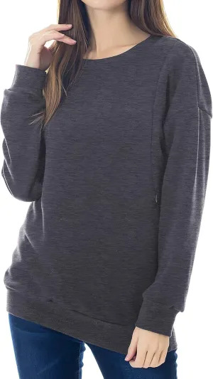 Smallshow Fleece Maternity Nursing Sweatshirt Long Sleeve Breastfeeding Tops