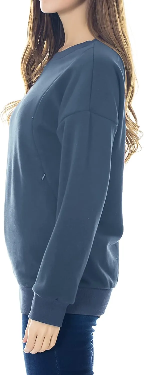 Smallshow Fleece Maternity Nursing Sweatshirt Long Sleeve Breastfeeding Tops