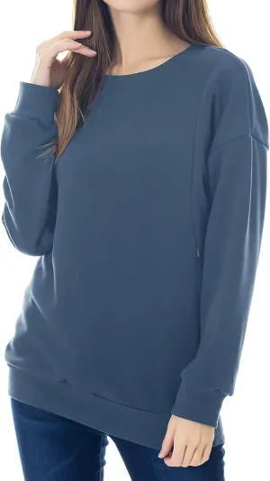 Smallshow Fleece Maternity Nursing Sweatshirt Long Sleeve Breastfeeding Tops