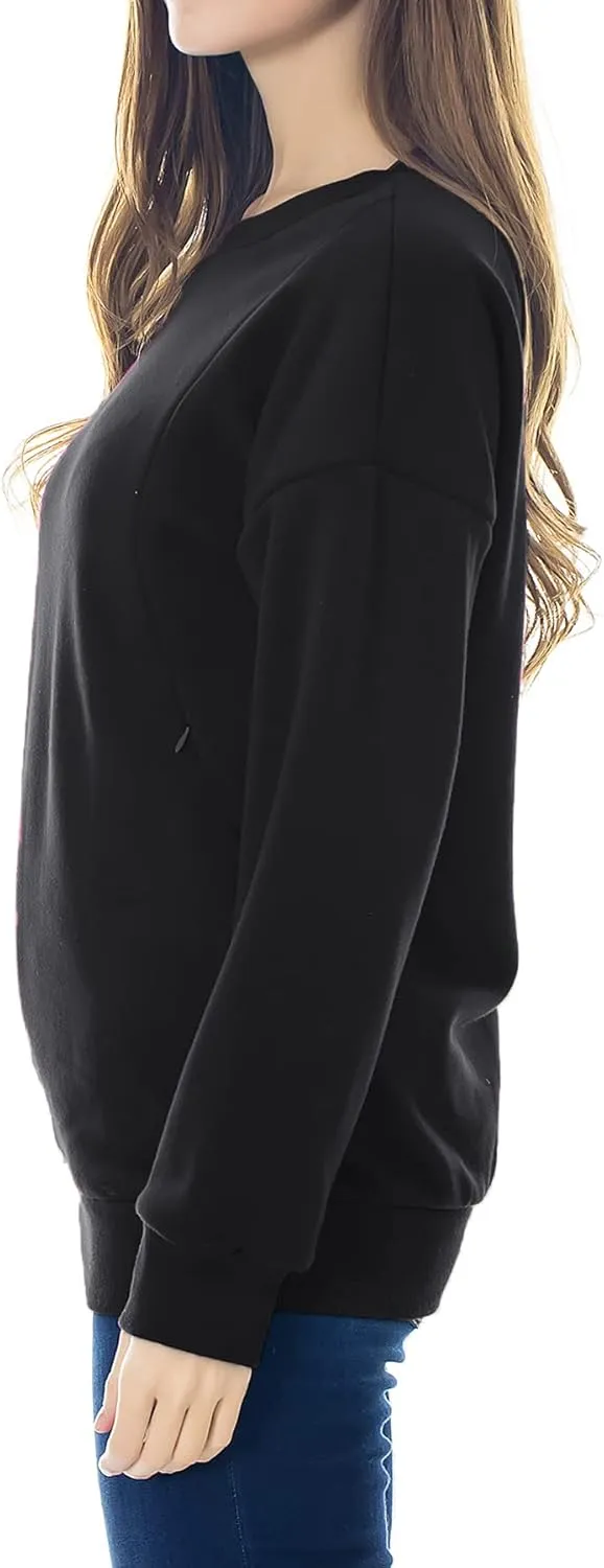 Smallshow Fleece Maternity Nursing Sweatshirt Long Sleeve Breastfeeding Tops
