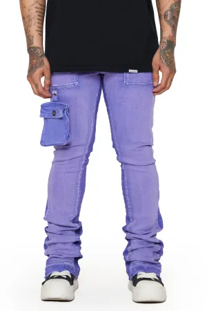 “SMOOTH” PURPLE-BLUE STACKED FLARE JEAN