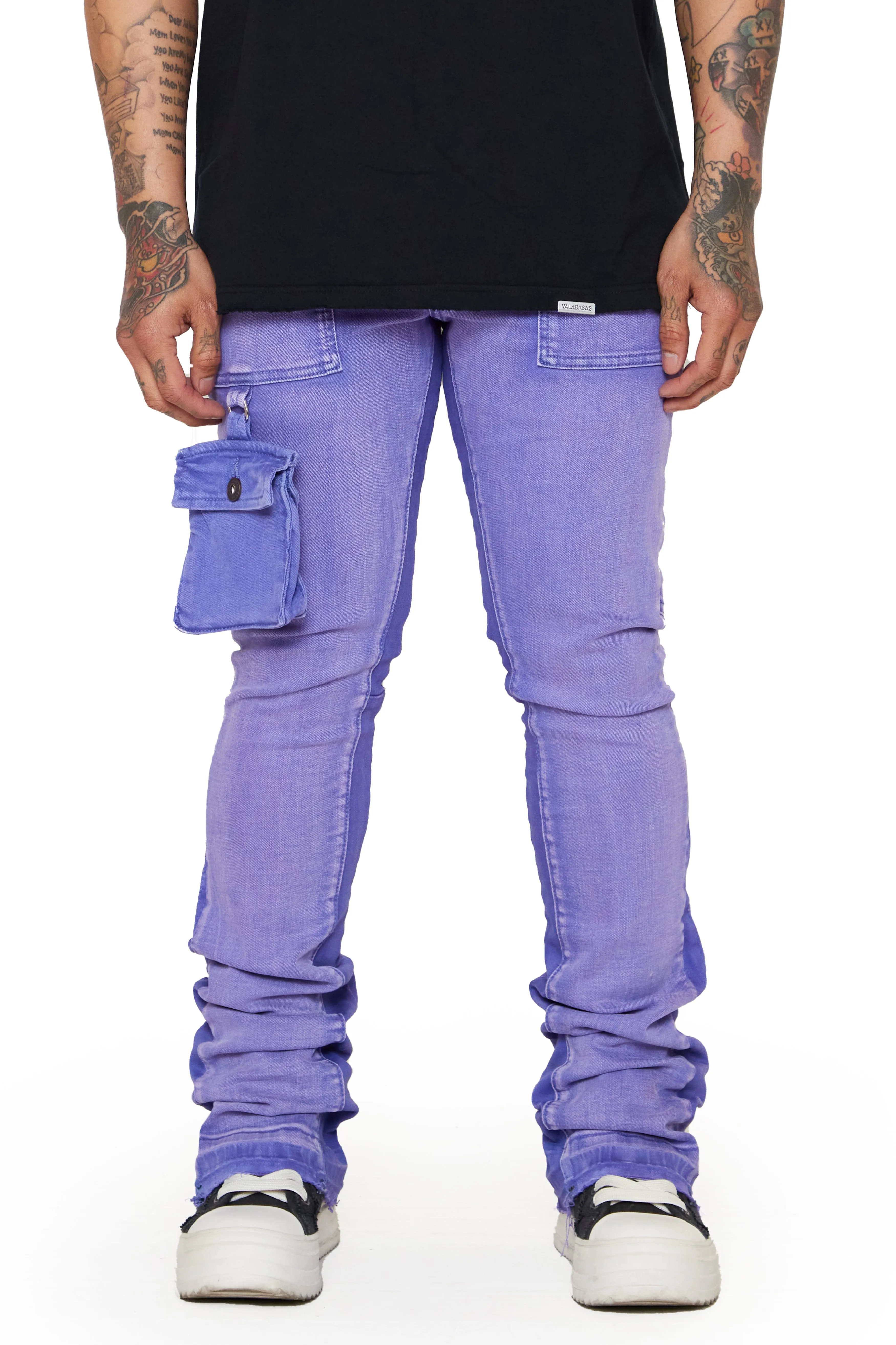 “SMOOTH” PURPLE-BLUE STACKED FLARE JEAN
