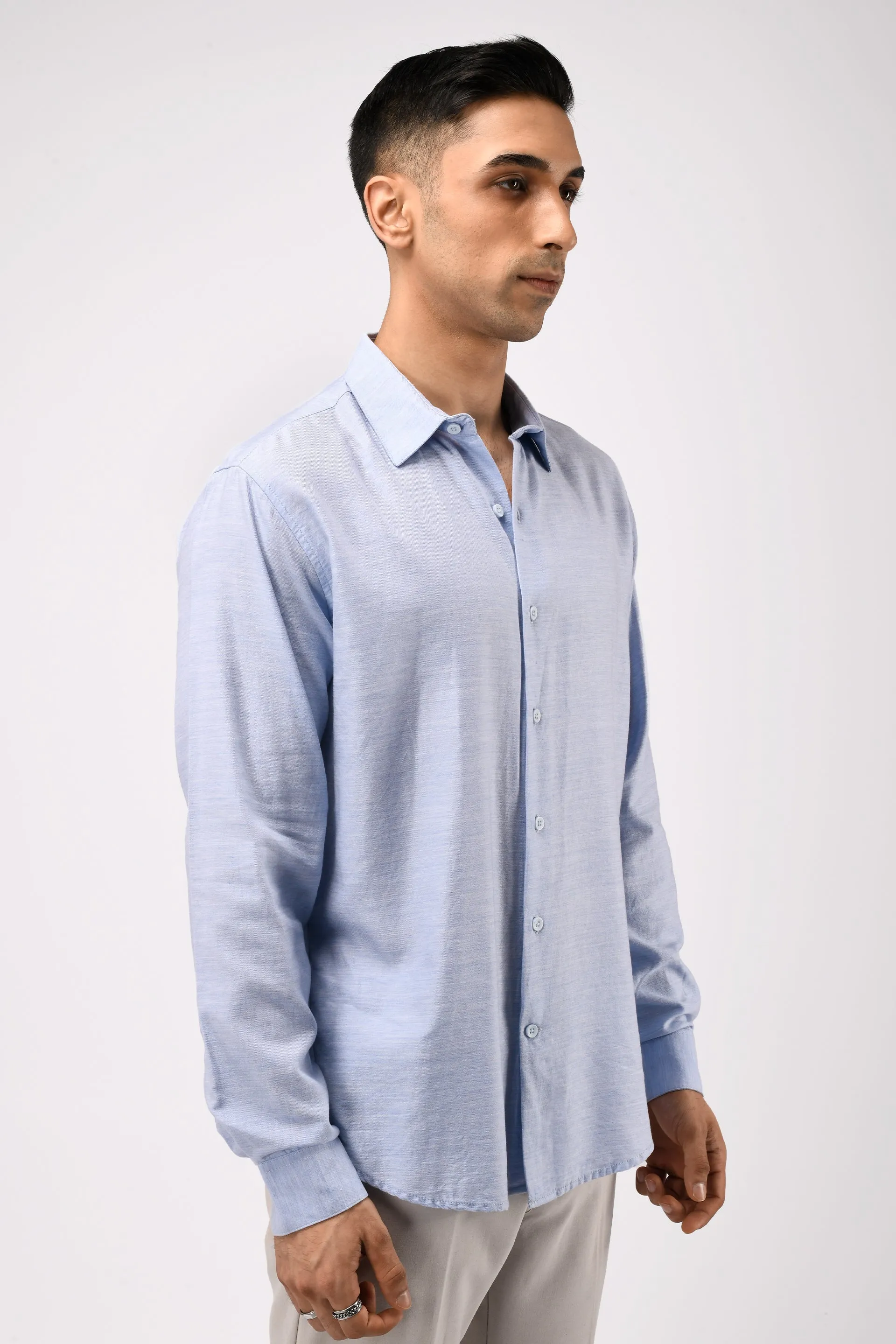 SOFT LYOCELL MELANGE SHIRT IN BLUE