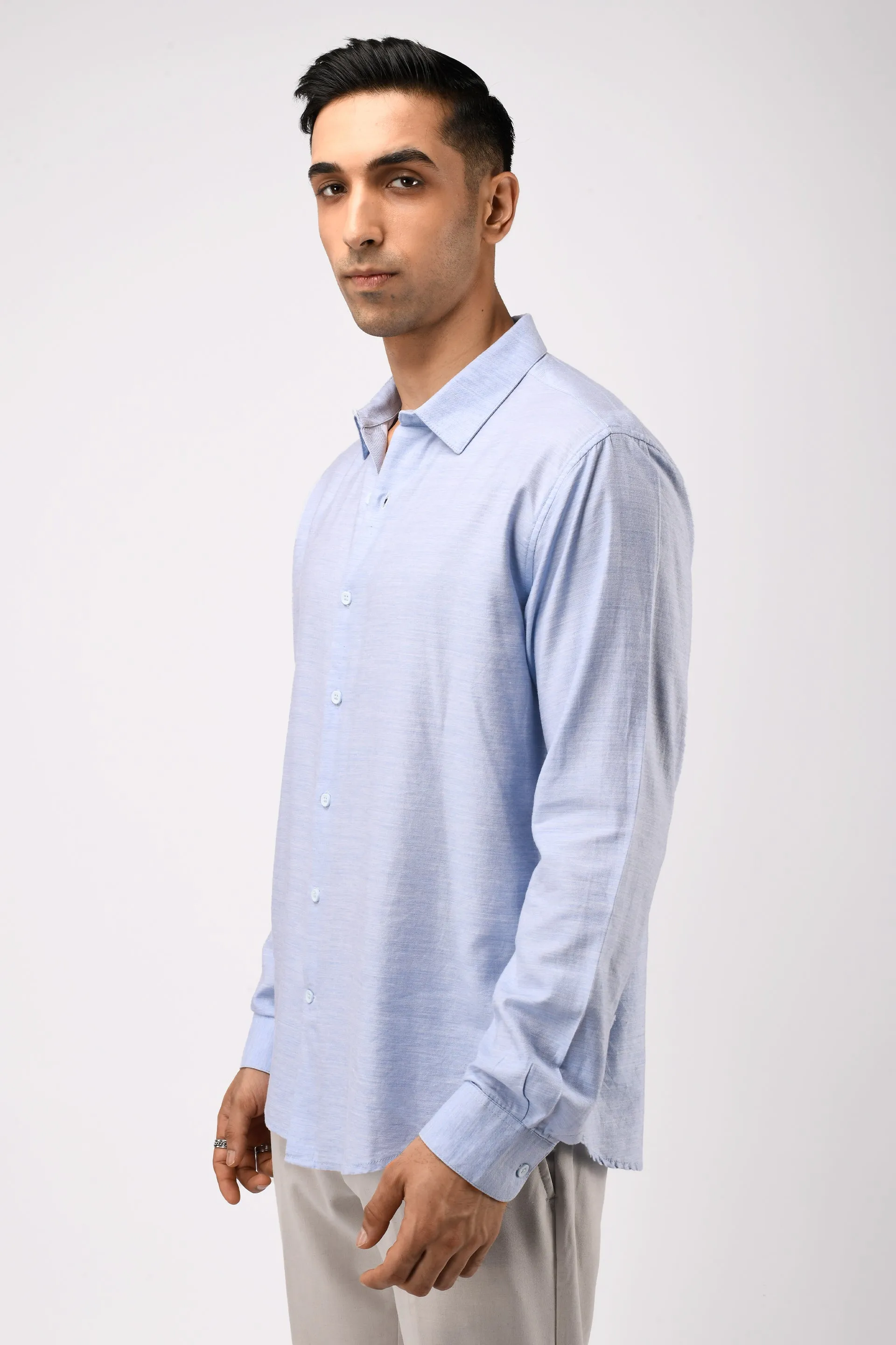SOFT LYOCELL MELANGE SHIRT IN BLUE