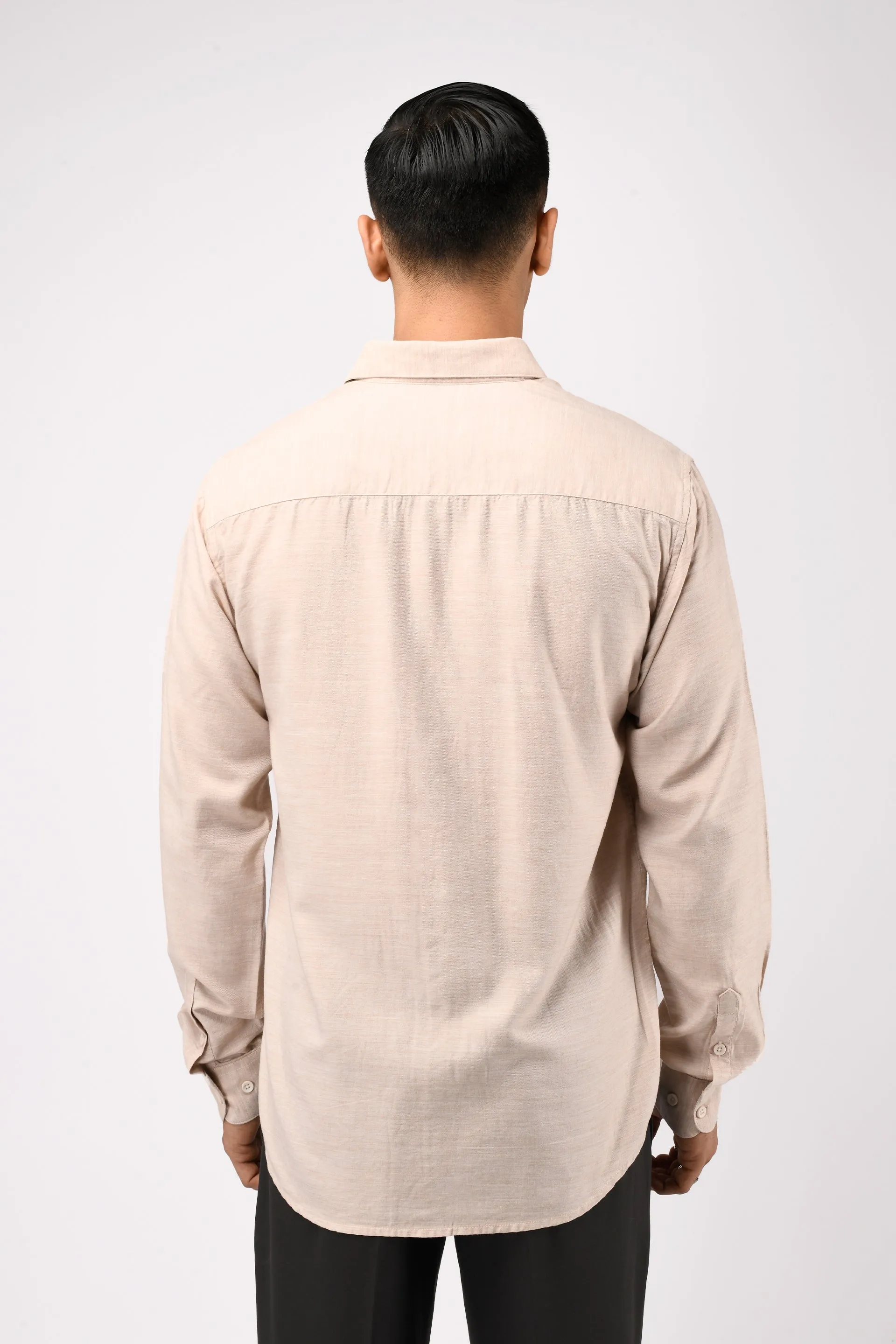 SOFT LYOCELL MELANGE SHIRT IN CREAM