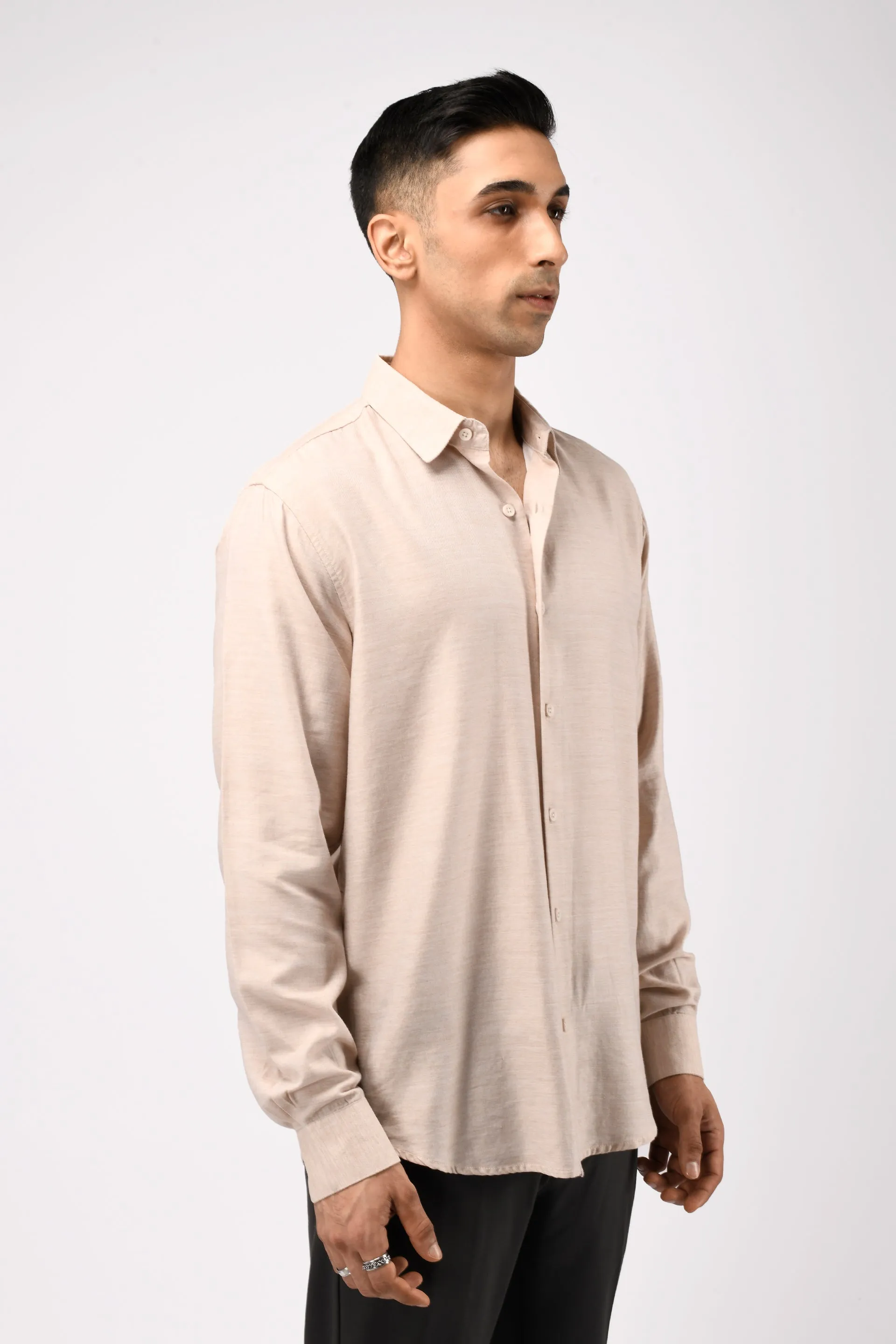 SOFT LYOCELL MELANGE SHIRT IN CREAM