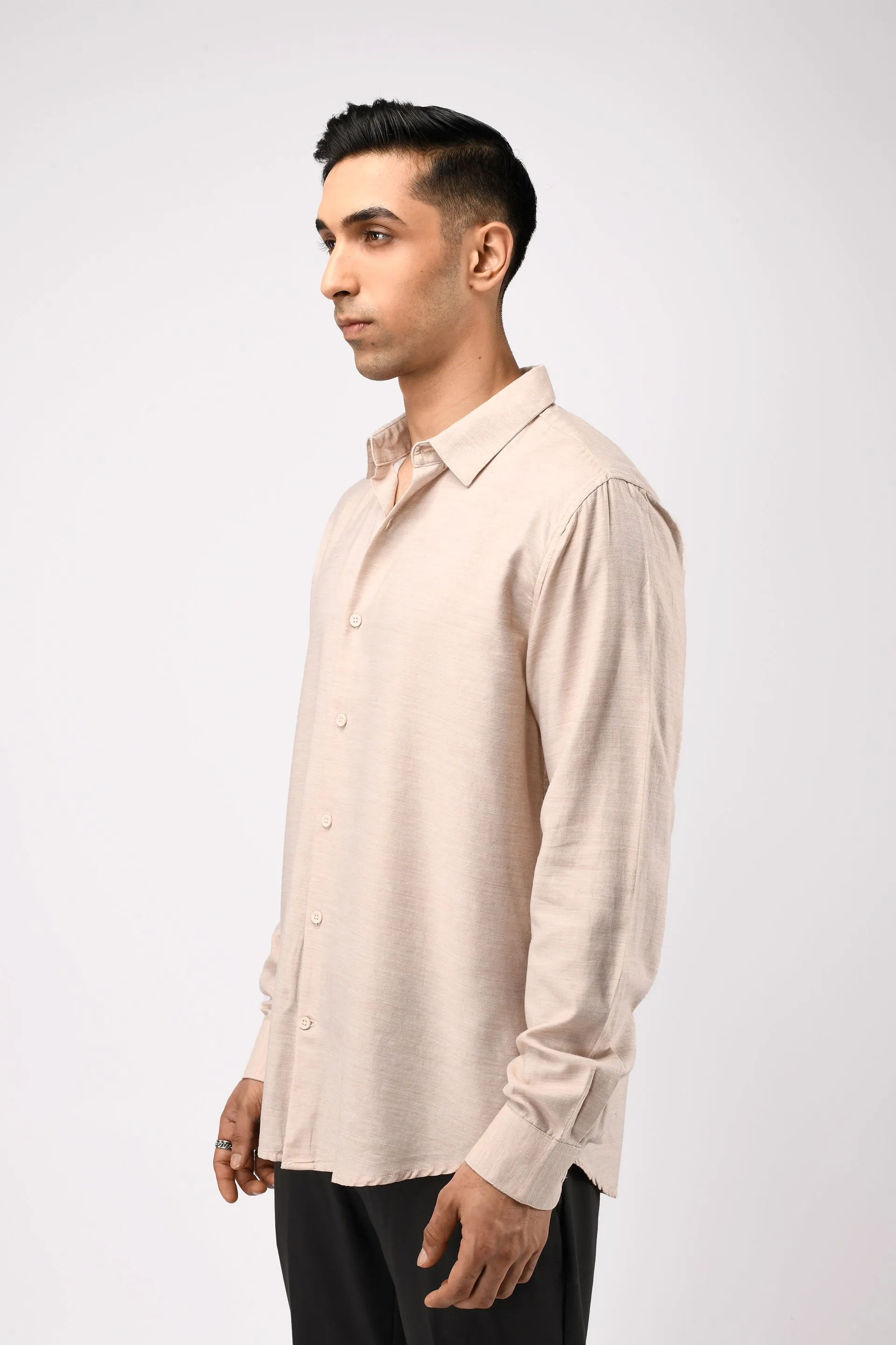 SOFT LYOCELL MELANGE SHIRT IN CREAM