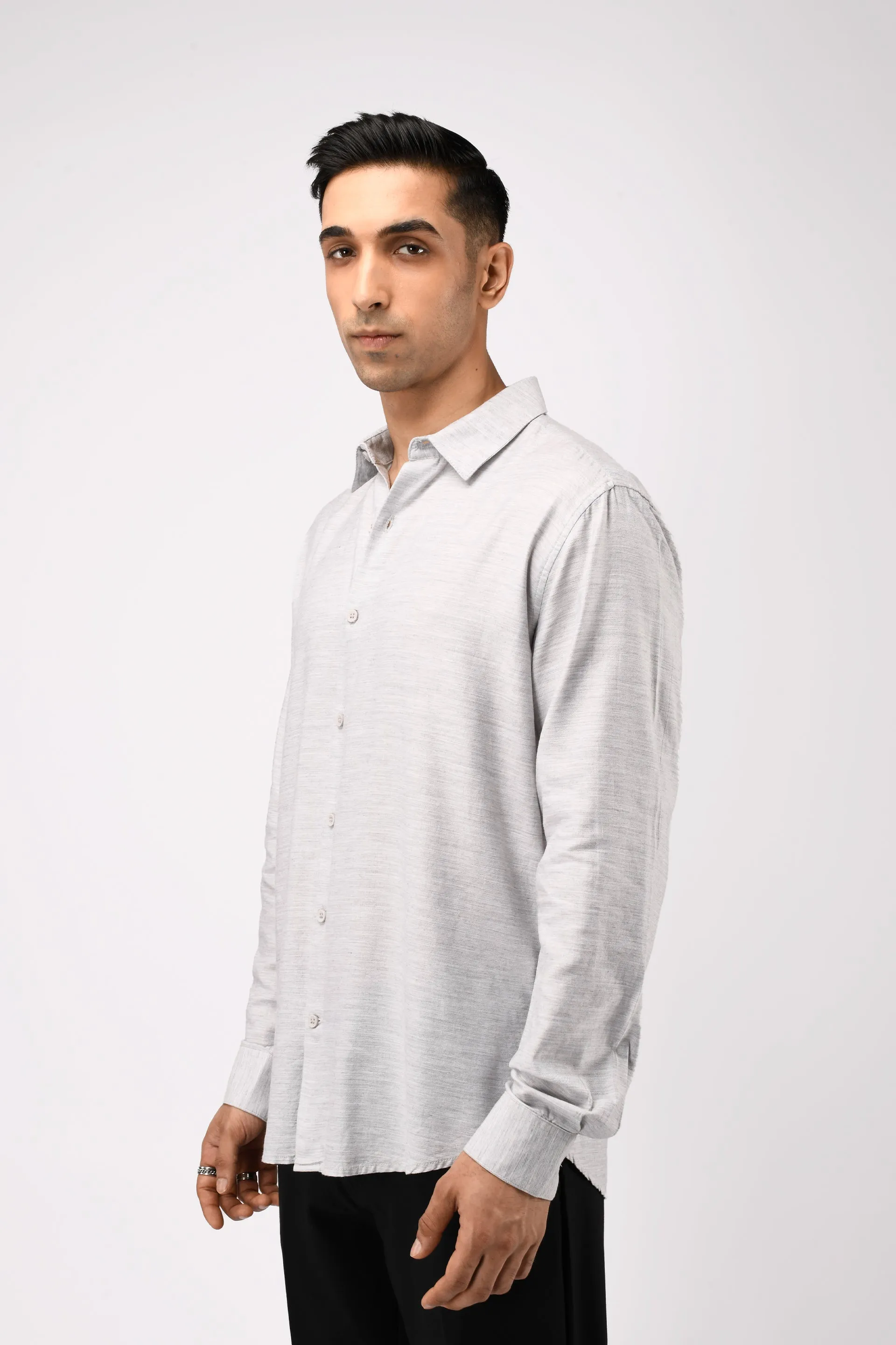 SOFT LYOCELL MELANGE SHIRT IN WHITE