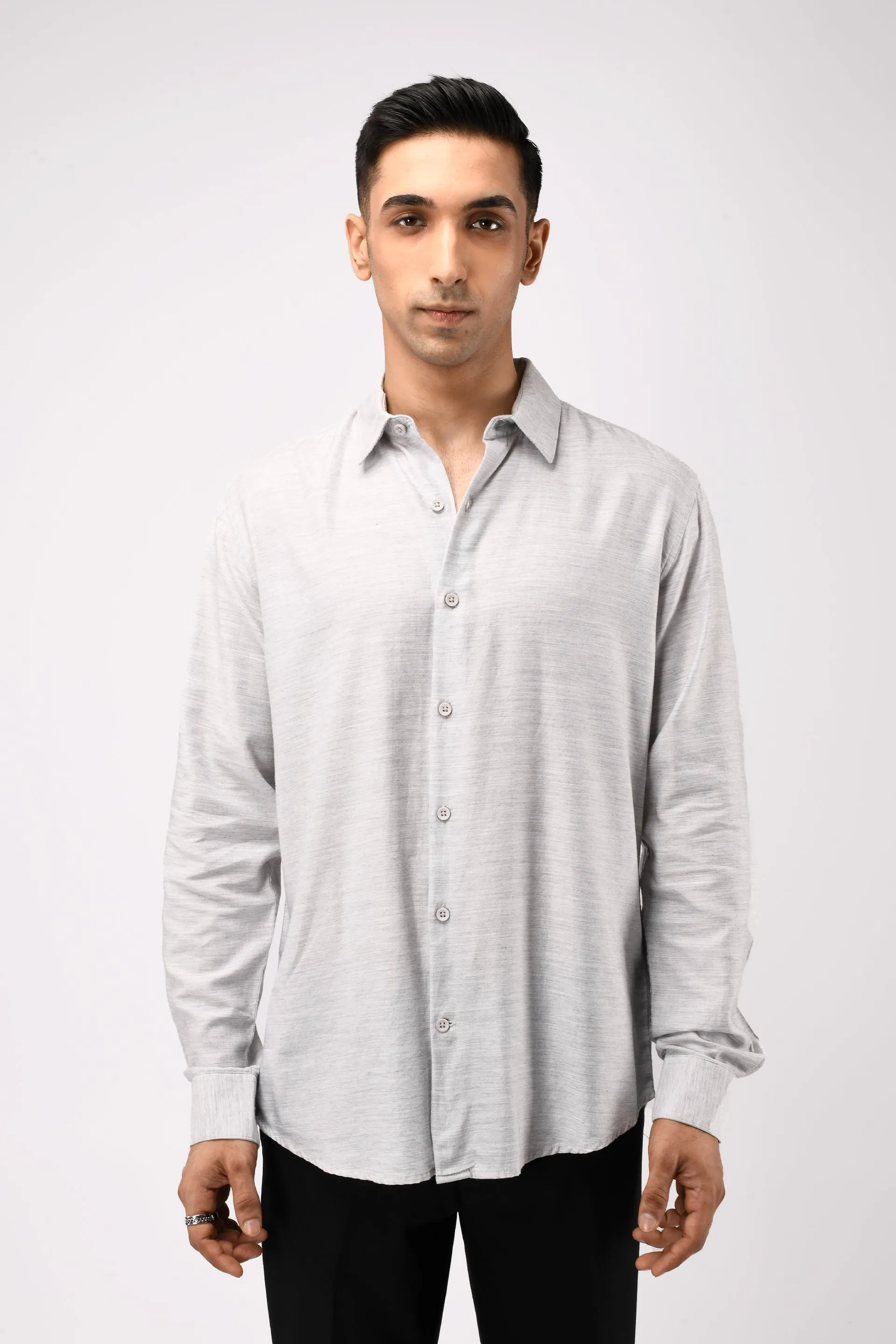 SOFT LYOCELL MELANGE SHIRT IN WHITE