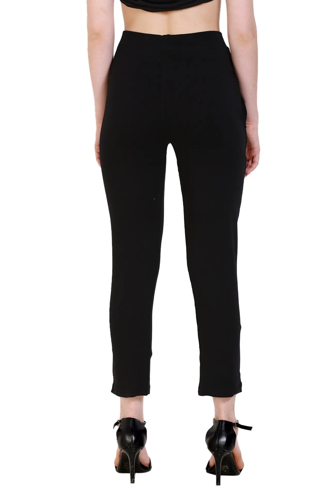 Sona Women's/Girl's International Soft  Cotton Regular Fit Straight Pants/Trouser-Black