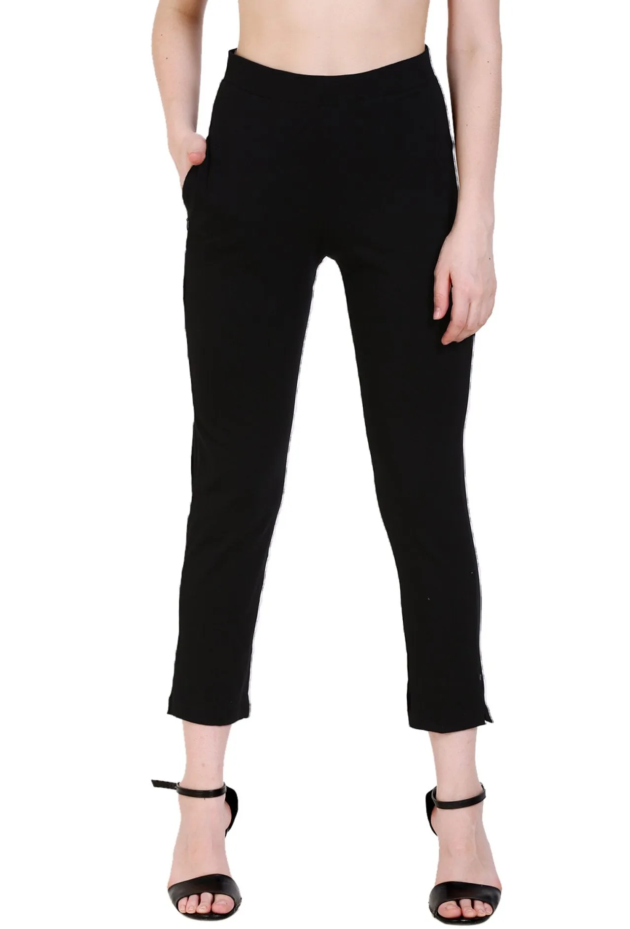 Sona Women's/Girl's International Soft  Cotton Regular Fit Straight Pants/Trouser-Black
