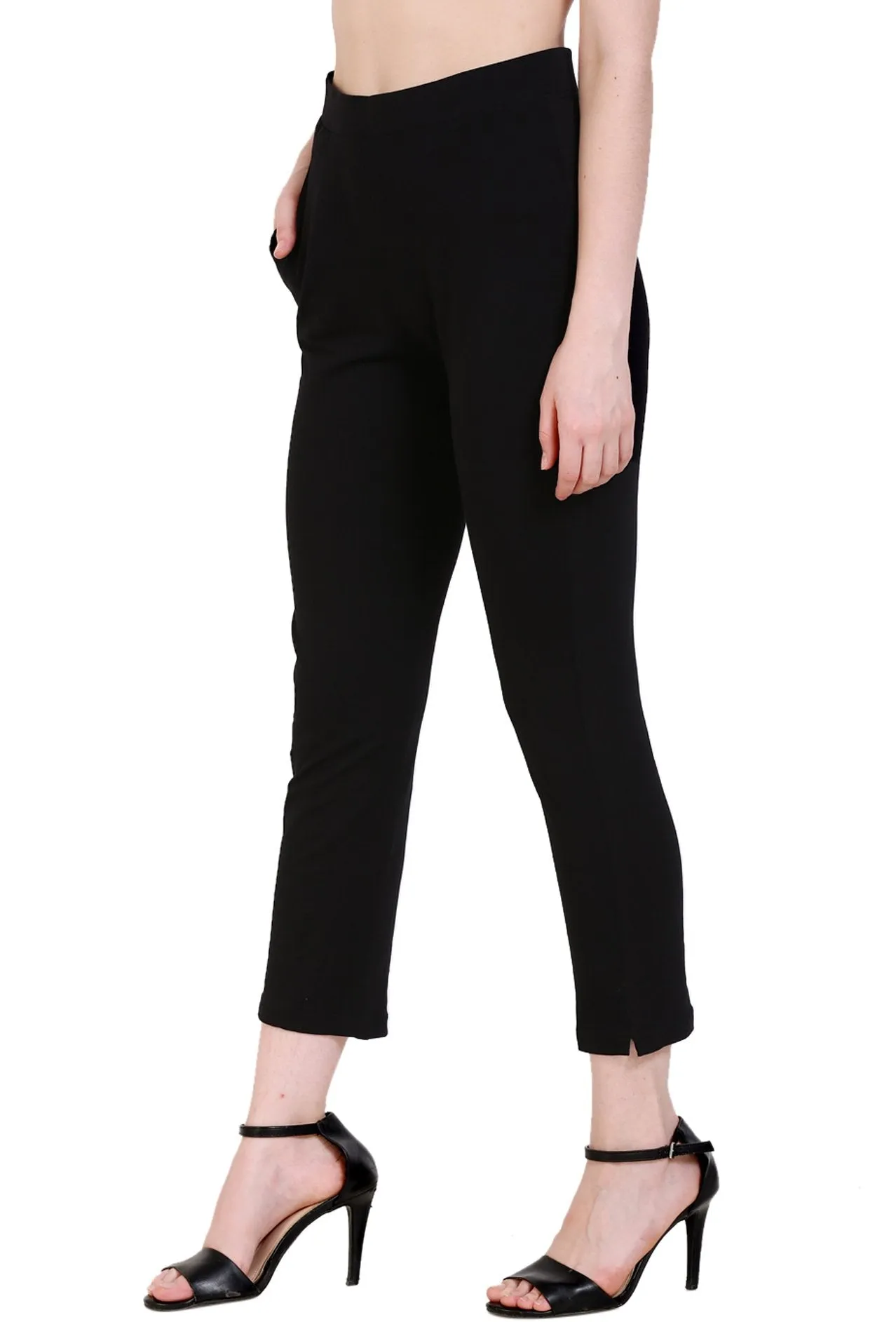 Sona Women's/Girl's International Soft  Cotton Regular Fit Straight Pants/Trouser-Black