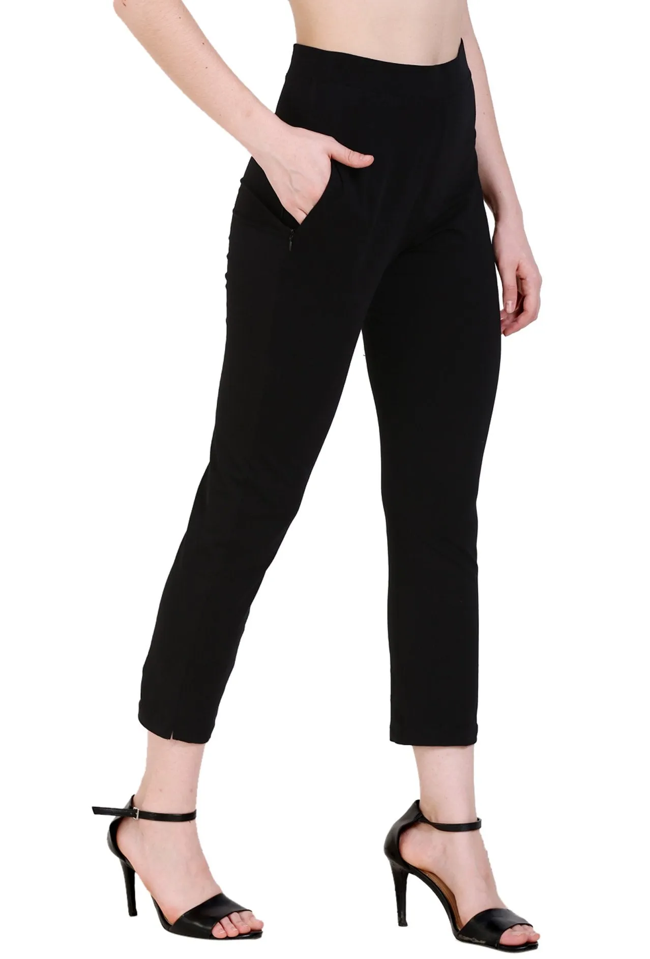 Sona Women's/Girl's International Soft  Cotton Regular Fit Straight Pants/Trouser-Black
