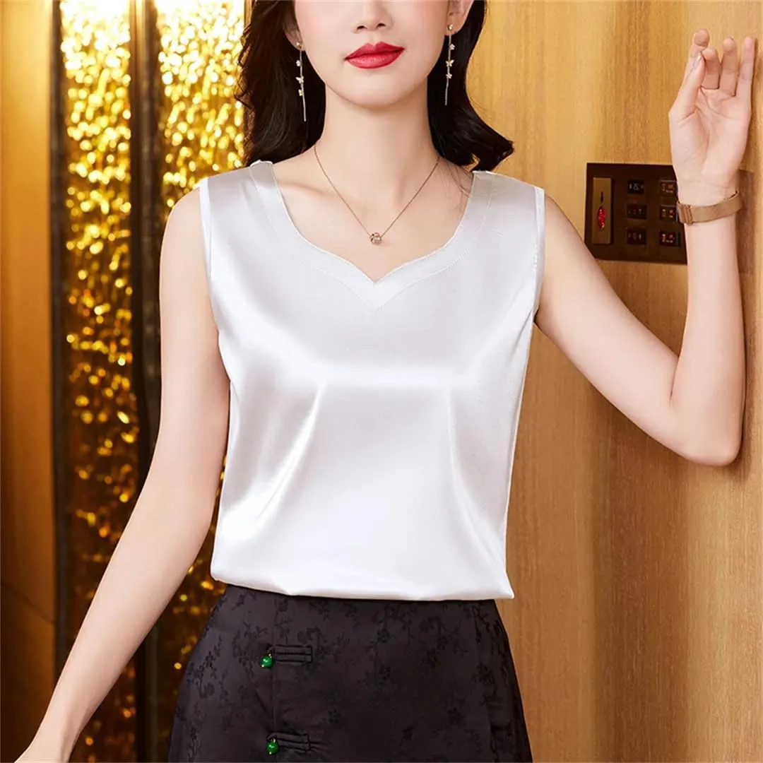 Spring Summer Women Tank Tops V Neck Lace Patchwork Mesh Vest Shirt Casual Camisole