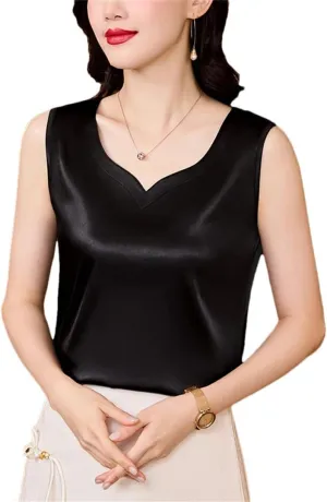 Spring Summer Women Tank Tops V Neck Lace Patchwork Mesh Vest Shirt Casual Camisole
