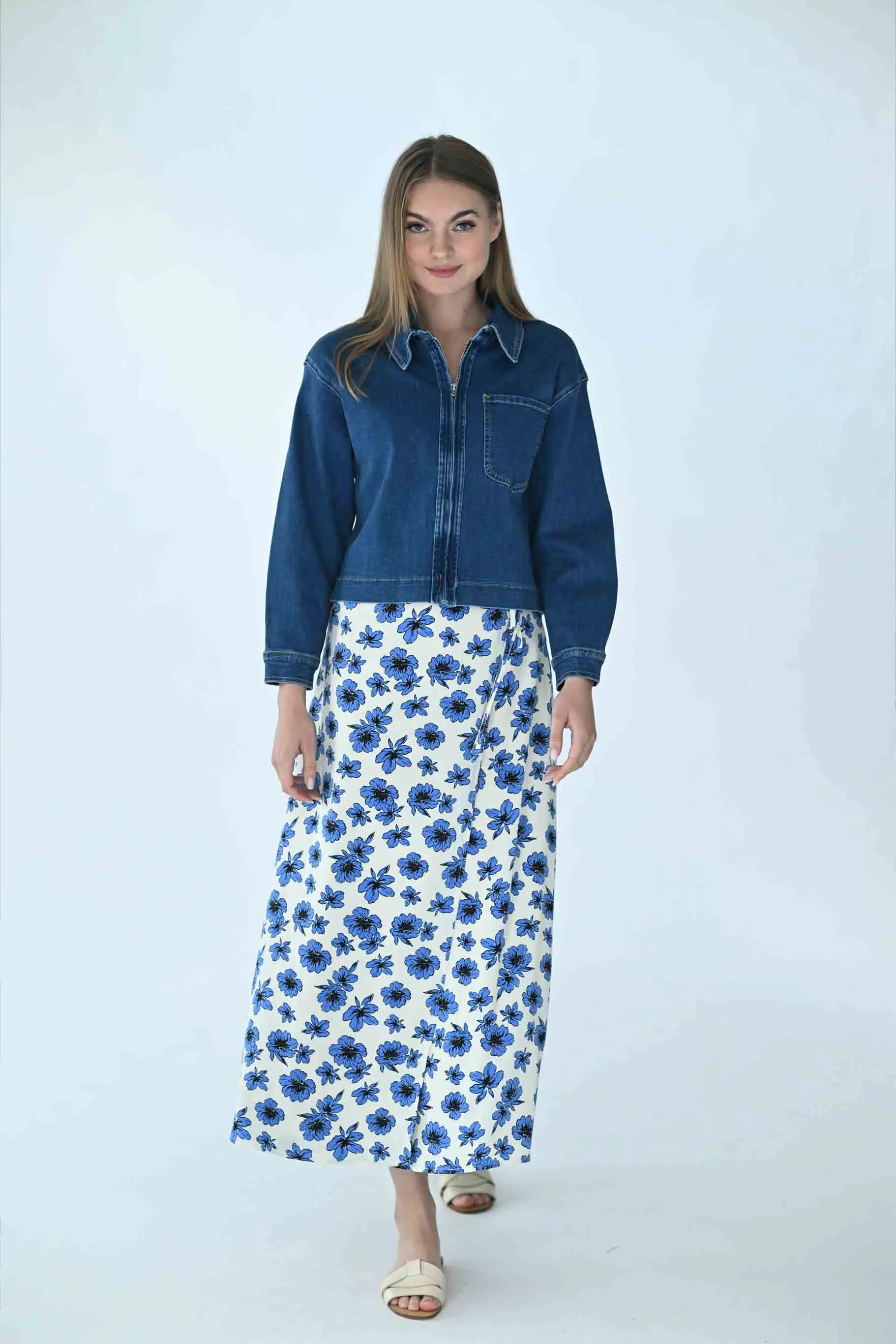 Static Floral Wrap Skirt