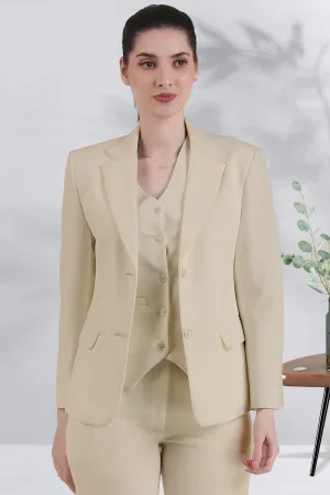Stretch Crepe Single Breasted Blazer, Sand