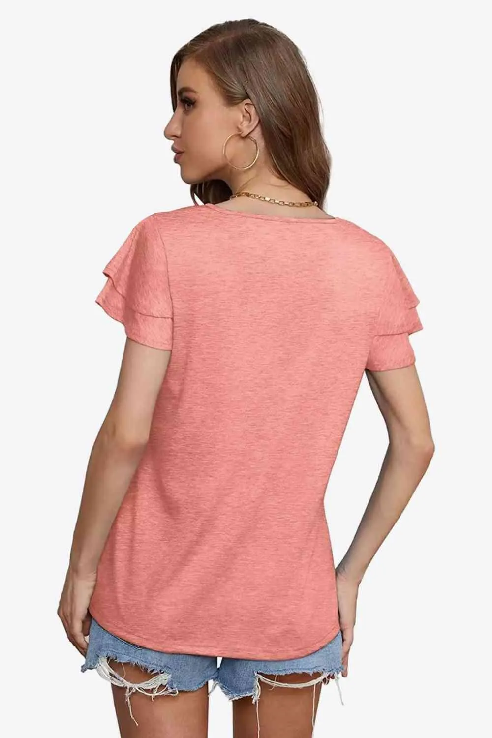 Stylish Everyday Layered Flutter Sleeve Blouse