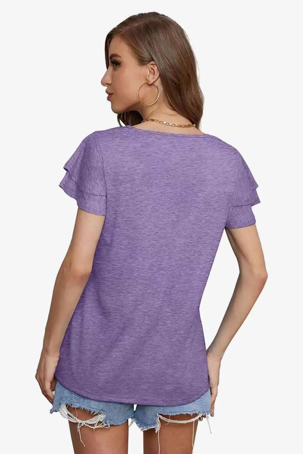 Stylish Everyday Layered Flutter Sleeve Blouse
