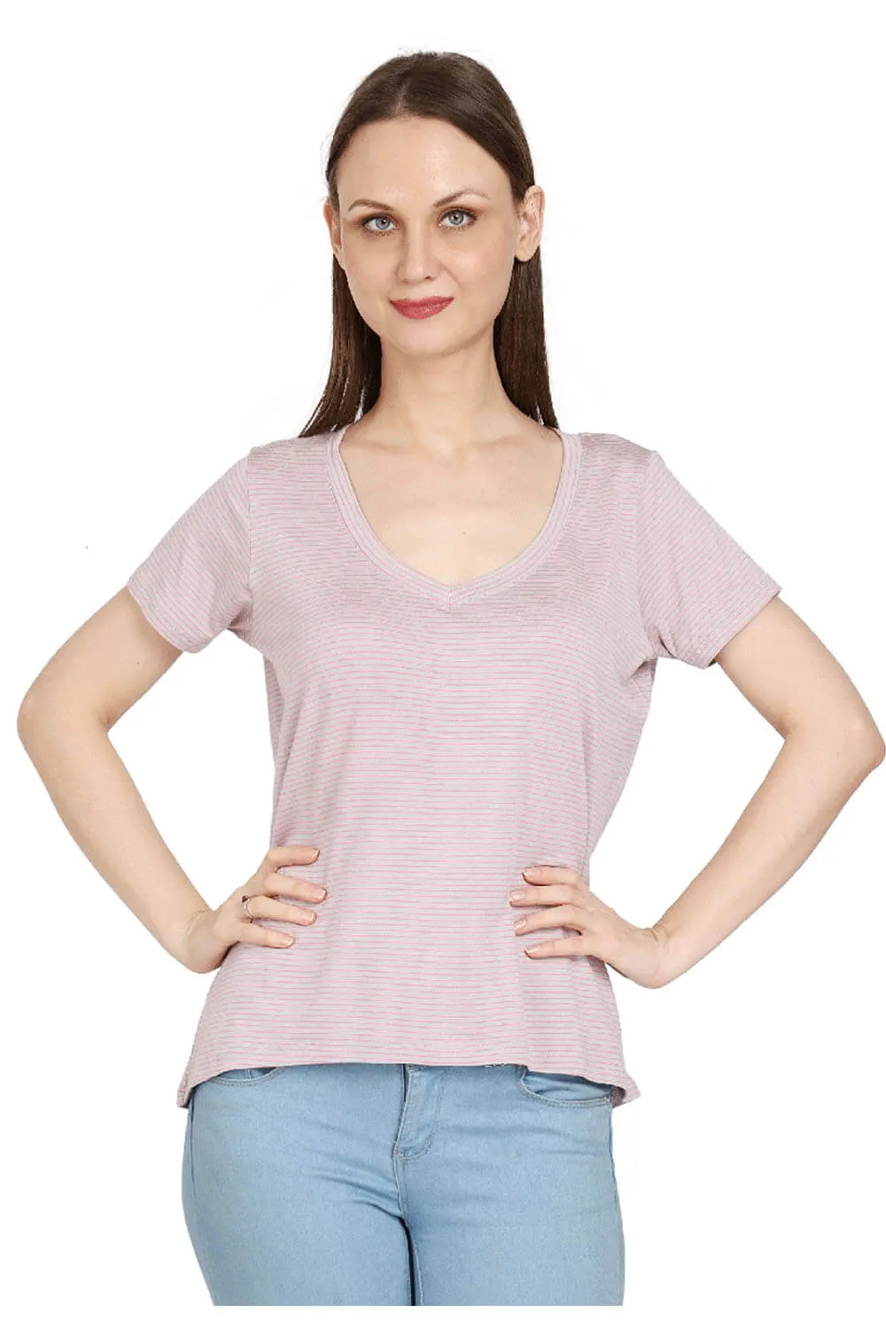 Stylish U-Neck Stripe Top