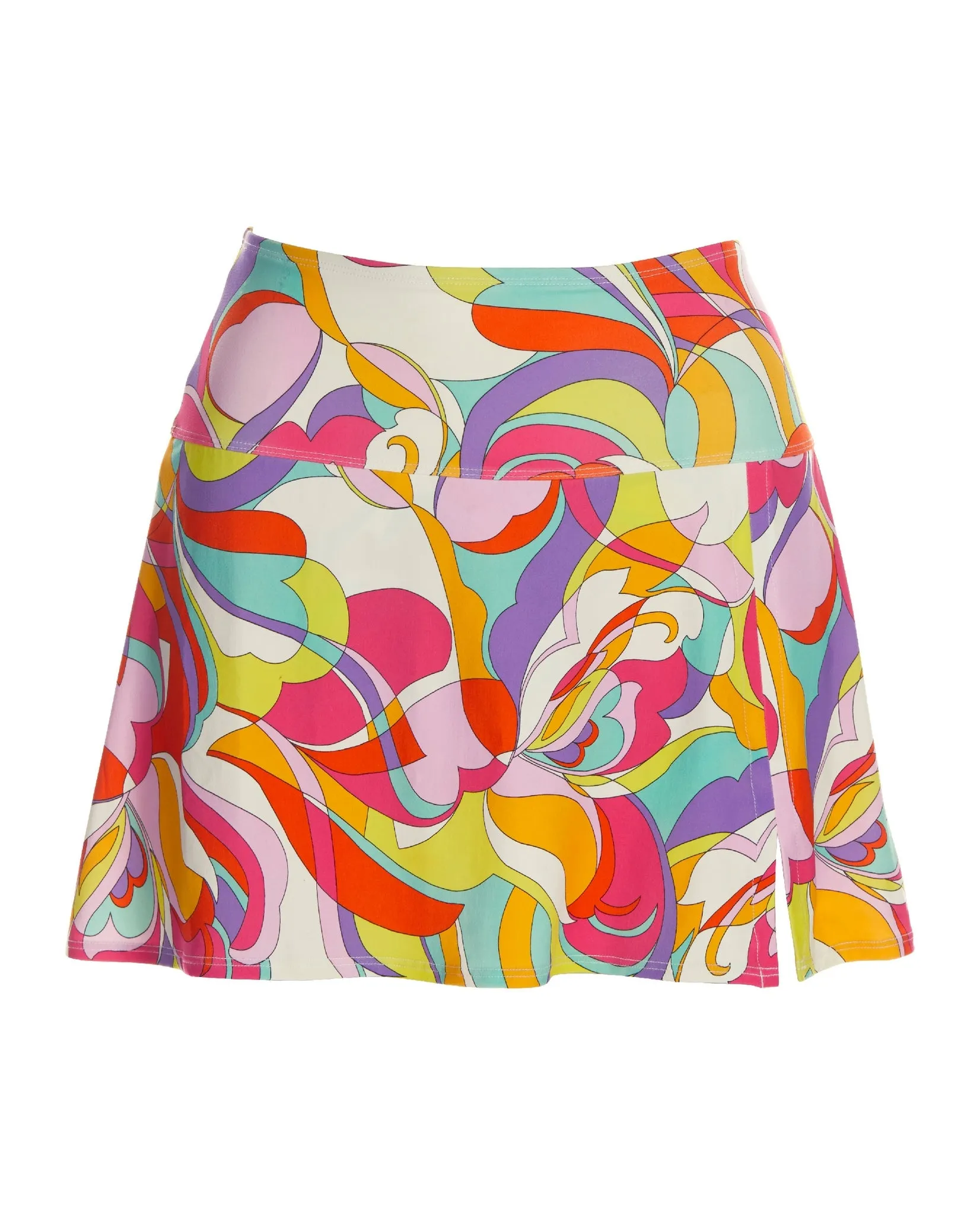 Swim Sense Sunset Waves Printed High Waist Skirted Bottom Multi