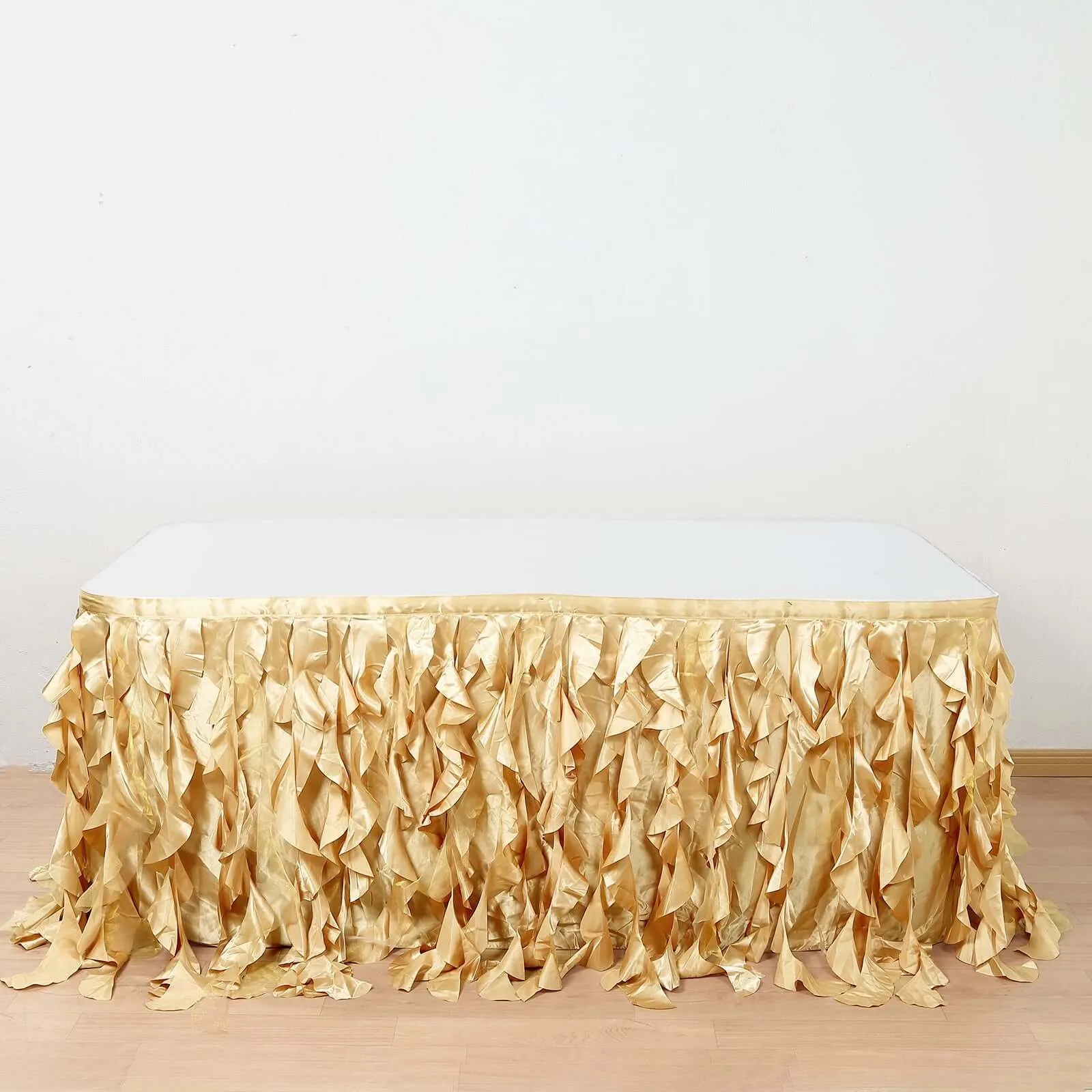 Taffeta Table Skirt 14ft Champagne - Curly Willow Table Cover