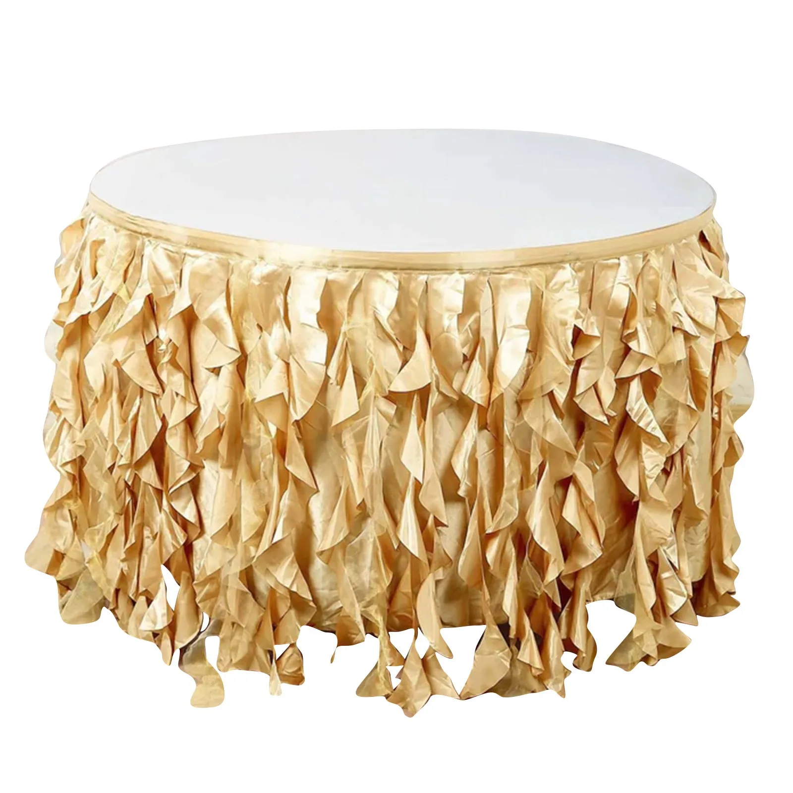 Taffeta Table Skirt 14ft Champagne - Curly Willow Table Cover