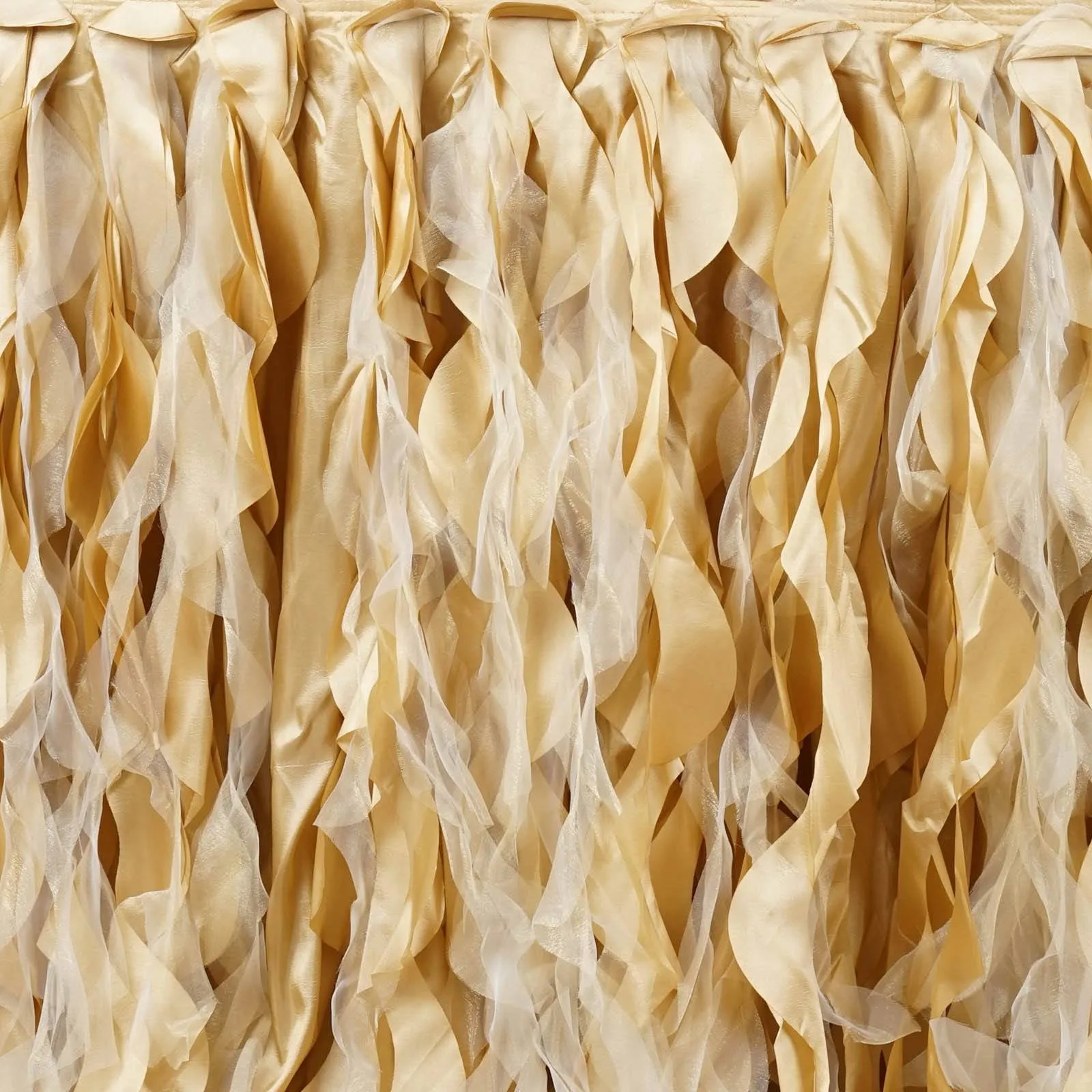 Taffeta Table Skirt 14ft Champagne - Curly Willow Table Cover
