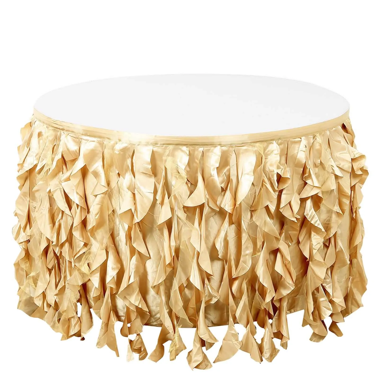 Taffeta Table Skirt 14ft Champagne - Curly Willow Table Cover
