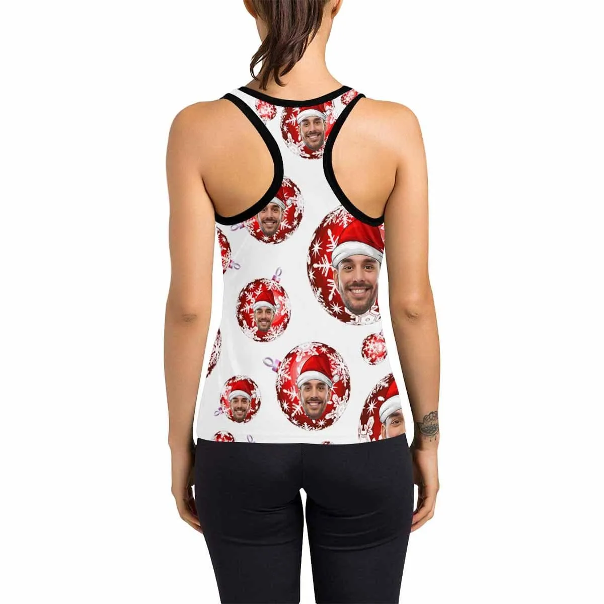 Tank Top with Face Christmas Light Women's Racerback Yoga Tank Tops for Her