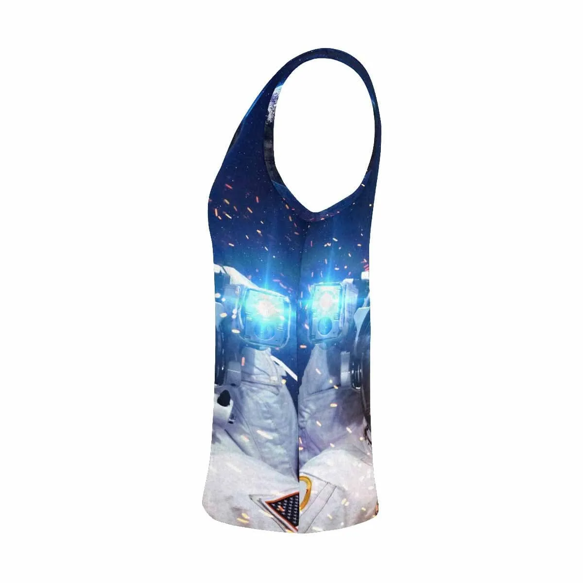 Tank Tops with Cat Photo Spaceman Women's All Over Print Tank Top with Custom Face for Her