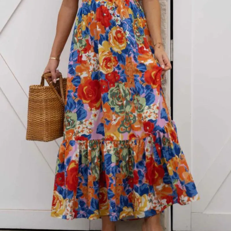Temperament Print High-waisted Sexy Cami Dress