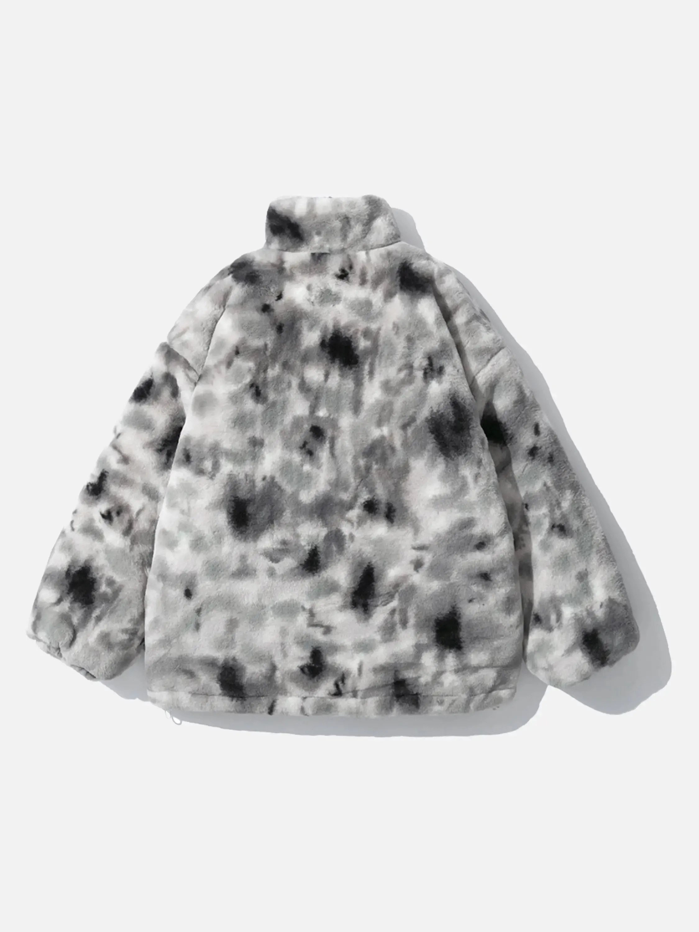 Tie-Dye Sherpa Stand Collar Coat