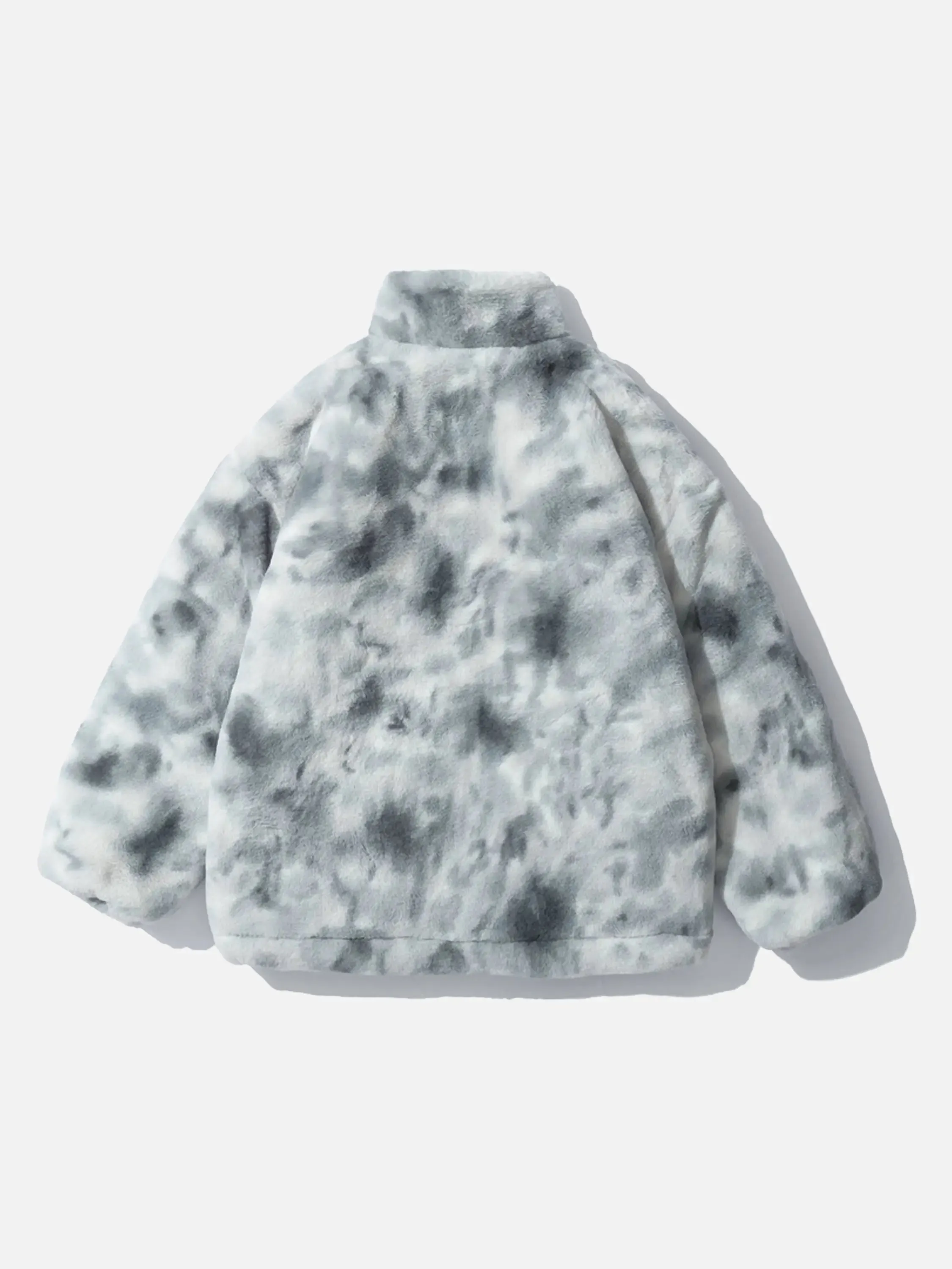 Tie-Dye Sherpa Stand Collar Coat